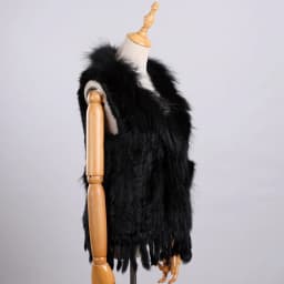 Luxury Women's Genuine Premium Long Hair Rabbit Fur Knit Vest Raccoon Fur Trim Gilet Lady Sleeveless Waistcoat Real Fur Jacket