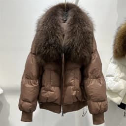 2026 New Fashion Loose Winter Women 90% Duck Down Jacket Natural Real Raccoon Fur Big Collar Coat Thick Warm Streetwear