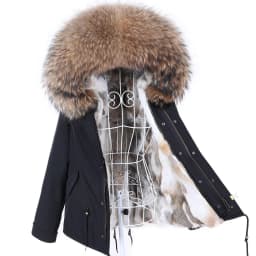 Maomaokong Winter Women Parka Cotton Jacket Real Fur Coat Natural Fox Fur Hooded Rabbit Fur Liner Thick Warm Outerwear Female