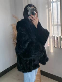 OFTBUY New Winter Women Natural Fur Jacket Women Loose Weave Quality Streetwear Hooded Long Sleeves Real Rabbit Fur Coat Female