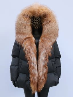 Fashion Outerwear Luxury 20234Winter Women Coat White Duck Down Jacket Super Large Real Silver Fox Fur Hooded Collar with Knit S
