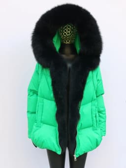 Fashion Outerwear Luxury 20234Winter Women Coat White Duck Down Jacket Super Large Real Silver Fox Fur Hooded Collar with Knit S