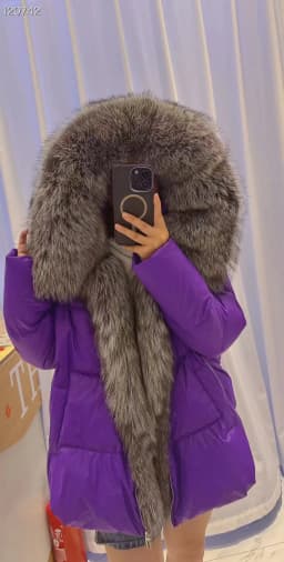 Fashion Outerwear Luxury 20234Winter Women Coat White Duck Down Jacket Super Large Real Silver Fox Fur Hooded Collar with Knit S
