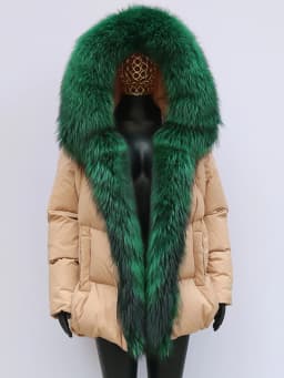 Fashion Outerwear Luxury 20234Winter Women Coat White Duck Down Jacket Super Large Real Silver Fox Fur Hooded Collar with Knit S