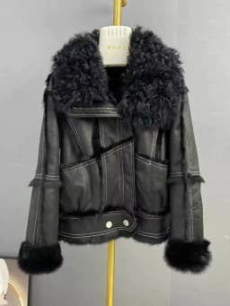 Real Rex rabbit fur Coats With Genuine Sheepskin Leather Wholeskin Natural rabbit fur Jacket Outwear Luxury Women Winter New