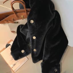 Black Short Mink Fur Jacket Women's 2025 New Winter Eco-friendly Young Style High-end Fashion Polyester Fiber Ladies Coat
