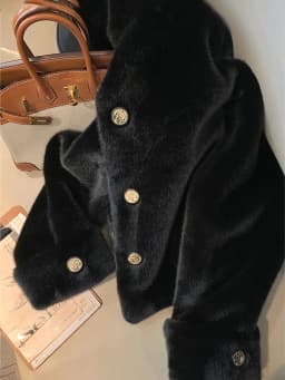 Black Short Mink Fur Jacket Women's 2025 New Winter Eco-friendly Young Style High-end Fashion Polyester Fiber Ladies Coat