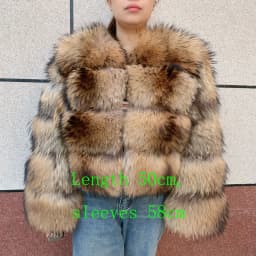 New Women's Raccoon Fur Coat Luxury Multiple Short and Hooded Natural Raccoon Fur Women's Jacket Winter