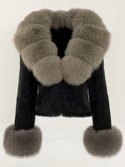 OFTBUY Fashion Short New Autumn Winter Fur Clothing Real Rabbit Fur Liner Suede Jacket Women Natural Fox Fur Collar Coat Female