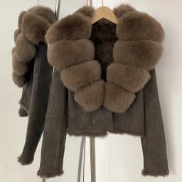 OFTBUY Fashion Short New Autumn Winter Fur Clothing Real Rabbit Fur Liner Suede Jacket Women Natural Fox Fur Collar Coat Female