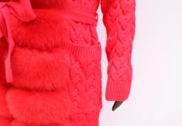 Natural Fox Fur Cardigan Long Women Winter Knitted Sweater With Hood Female