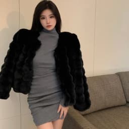 Fashionable Short Thickened Fur Jacket Women's Synthetic Rabbit Fur Sensation Outerwear Autumn Winter Stylish Coat