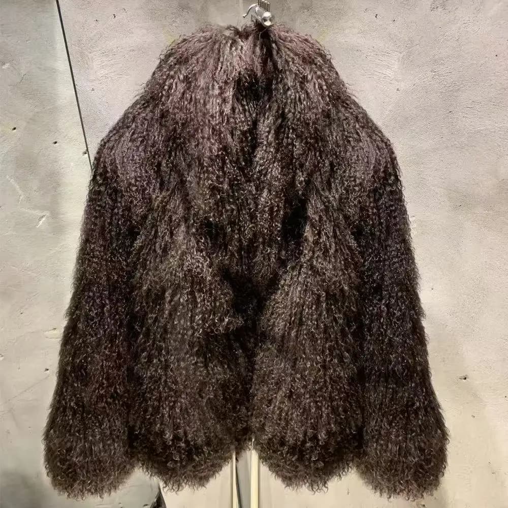 2025 Manteau De Fourrure De Mouton Bordeaux Mongol, Tissu Chaud D'Hiver En Vraie Fourrure, Vêtements En Fourrure De Mouton Natur