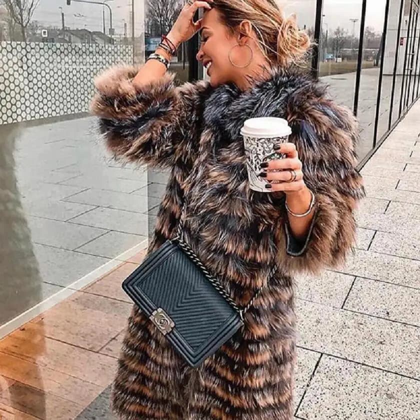 Ladies Long Real Fox Fur Coat Natural Silver Red Fox Fur Light Warm High Quality Fashionable Ladies Jacket 90cm