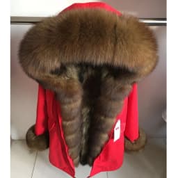 Maomaokong Natural Real Fur Lining Winter Women Jacket Long Fox Fur Coat Raccoon Fur Collar Hooded Thick Black Waterproof Parkas