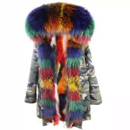 Maomaokong Natural Real Fur Lining Winter Women Jacket Long Fox Fur Coat Raccoon Fur Collar Hooded Thick Black Waterproof Parkas