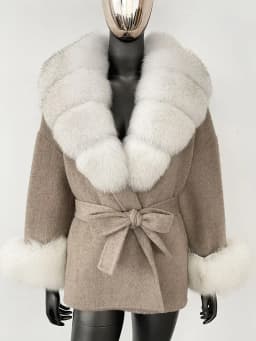 OFTBUY Belt Pocket Winter Jacket Natural Real Raccoon Fox Fur Blends Wool Coat Women Loose Outerwear Casual Outerwear Streetwear