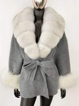 OFTBUY Belt Pocket Winter Jacket Natural Real Raccoon Fox Fur Blends Wool Coat Women Loose Outerwear Casual Outerwear Streetwear