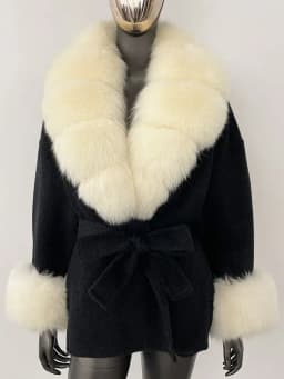 OFTBUY Belt Pocket Winter Jacket Natural Real Raccoon Fox Fur Blends Wool Coat Women Loose Outerwear Casual Outerwear Streetwear