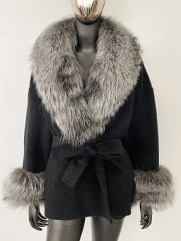 OFTBUY Belt Pocket Winter Jacket Natural Real Raccoon Fox Fur Blends Wool Coat Women Loose Outerwear Casual Outerwear Streetwear