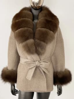 OFTBUY Belt Pocket Winter Jacket Natural Real Raccoon Fox Fur Blends Wool Coat Women Loose Outerwear Casual Outerwear Streetwear
