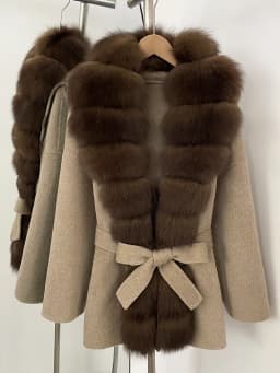 OFTBUY Belt Natural Fur Collar Woolen Jacket New Autumn Winter Clothes Women Long Big Fox Fur Pinnacle 100% Wool Coat Female