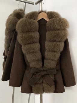 OFTBUY Belt Natural Fur Collar Woolen Jacket New Autumn Winter Clothes Women Long Big Fox Fur Pinnacle 100% Wool Coat Female