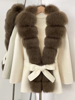 OFTBUY Belt Natural Fur Collar Woolen Jacket New Autumn Winter Clothes Women Long Big Fox Fur Pinnacle 100% Wool Coat Female