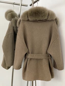 OFTBUY Belt Natural Fur Collar Woolen Jacket New Autumn Winter Clothes Women Long Big Fox Fur Pinnacle 100% Wool Coat Female