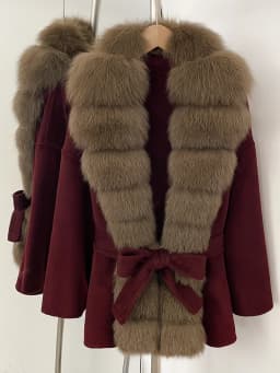 OFTBUY Belt Natural Fur Collar Woolen Jacket New Autumn Winter Clothes Women Long Big Fox Fur Pinnacle 100% Wool Coat Female