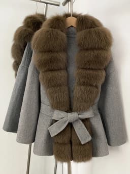 OFTBUY Belt Natural Fur Collar Woolen Jacket New Autumn Winter Clothes Women Long Big Fox Fur Pinnacle 100% Wool Coat Female