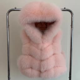 Women's Natural Fox Fur Vest Winter Warm Thick Fashion Hooded Genuine Sheepskin Real Fur Short Outerwear for Ladies