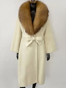 OFTBUY Real Fur Coat 2024 Oversize Ladies Outerwear Winter Women Natural Fox Fur Collar Jacket Hood Cashmere Woolen Blend Coat