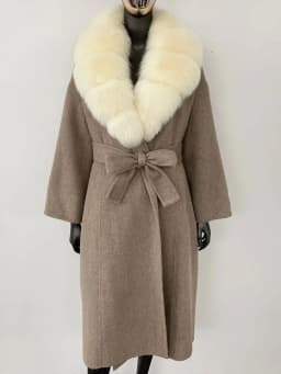 OFTBUY Real Fur Coat 2024 Oversize Ladies Outerwear Winter Women Natural Fox Fur Collar Jacket Hood Cashmere Woolen Blend Coat