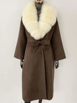 OFTBUY Real Fur Coat 2024 Oversize Ladies Outerwear Winter Women Natural Fox Fur Collar Jacket Hood Cashmere Woolen Blend Coat