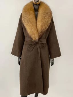 OFTBUY Real Fur Coat 2024 Oversize Ladies Outerwear Winter Women Natural Fox Fur Collar Jacket Hood Cashmere Woolen Blend Coat