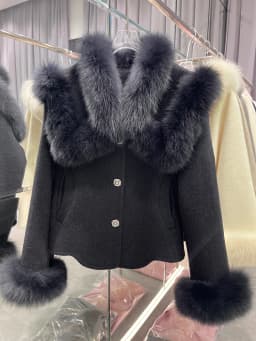 2024 New Autumn Winter Cashmere Wool Woolen Ladies Outerwear Female Coat Real Fur Coat Women Natural Fox Fur Collar Jacket
