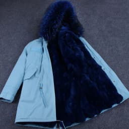 MAOMAOKONG Fashion Women's Real Rabbit Fur Lining Winter Jacket Coat Natural Fox Fur Collar Hooded Long Parkas Female Outwear