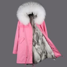 MAOMAOKONG Fashion Women's Real Rabbit Fur Lining Winter Jacket Coat Natural Fox Fur Collar Hooded Long Parkas Female Outwear