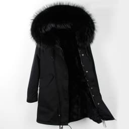 MAOMAOKONG Fashion Women's Real Rabbit Fur Lining Winter Jacket Coat Natural Fox Fur Collar Hooded Long Parkas Female Outwear