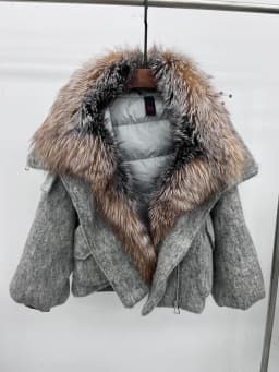 2025 Fashion Women Winter Warm Goose Down Jacket Wool Woolen Jackets Real Fox Fur Collar Thick Female Outwear Coat Puffer Jacket