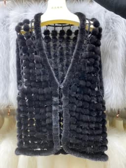 Ms.MinShu Autumn Waistcoat Natural Mink Fur Balls Gilet Sleeveless Hand Made Real Mink Fur Vest