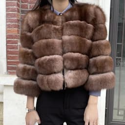 Real Fur Coat Women's Winter Warm Natural Fox Fur Coat High Quality LAN Fox Luxury Fashion 50cm Short Jacket Wholesale Hot 2023