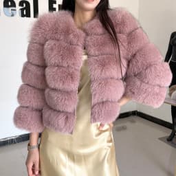 Real Fur Coat Women's Winter Warm Natural Fox Fur Coat High Quality LAN Fox Luxury Fashion 50cm Short Jacket Wholesale Hot 2023
