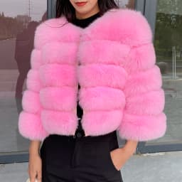 Real Fur Coat Women's Winter Warm Natural Fox Fur Coat High Quality LAN Fox Luxury Fashion 50cm Short Jacket Wholesale Hot 2023