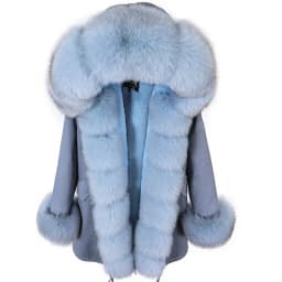 MAOMAOKONG 2026 Winter Women Coat Natural Fox Fur Collar Cuff Black Jackets Outwear Thick Luxury Real Fur Parka Women's Fur Coat