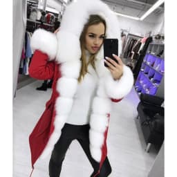 MAOMAOKONG 2026 Winter Women Coat Natural Fox Fur Collar Cuff Black Jackets Outwear Thick Luxury Real Fur Parka Women's Fur Coat
