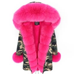 MAOMAOKONG 2026 Winter Women Coat Natural Fox Fur Collar Cuff Black Jackets Outwear Thick Luxury Real Fur Parka Women's Fur Coat