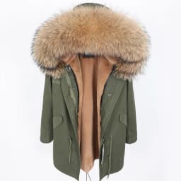 MAOMAOKONG 2026 Winter Women Coat Natural Fox Fur Collar Cuff Black Jackets Outwear Thick Luxury Real Fur Parka Women's Fur Coat