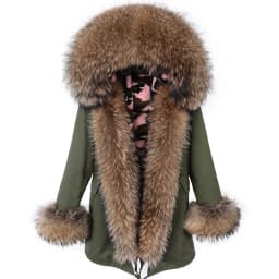 MAOMAOKONG 2026 Winter Women Coat Natural Fox Fur Collar Cuff Black Jackets Outwear Thick Luxury Real Fur Parka Women's Fur Coat